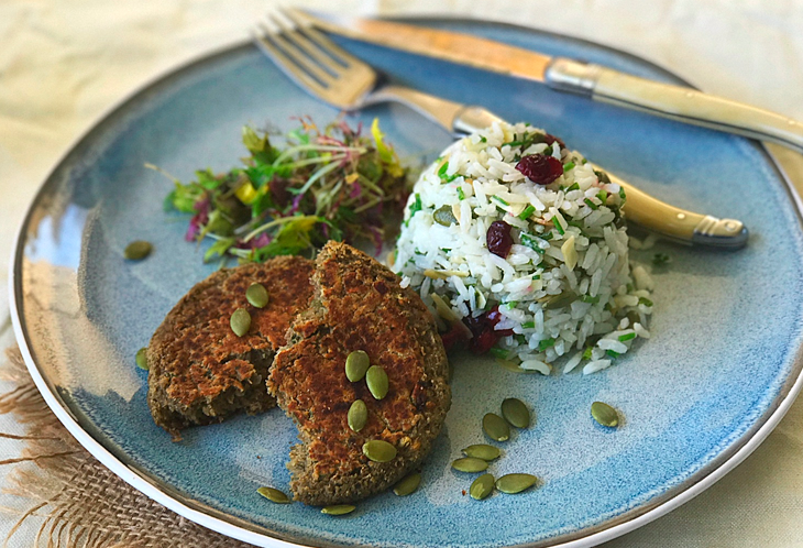 Hamburguesas de Lentejas con Arroz al Ciboulette