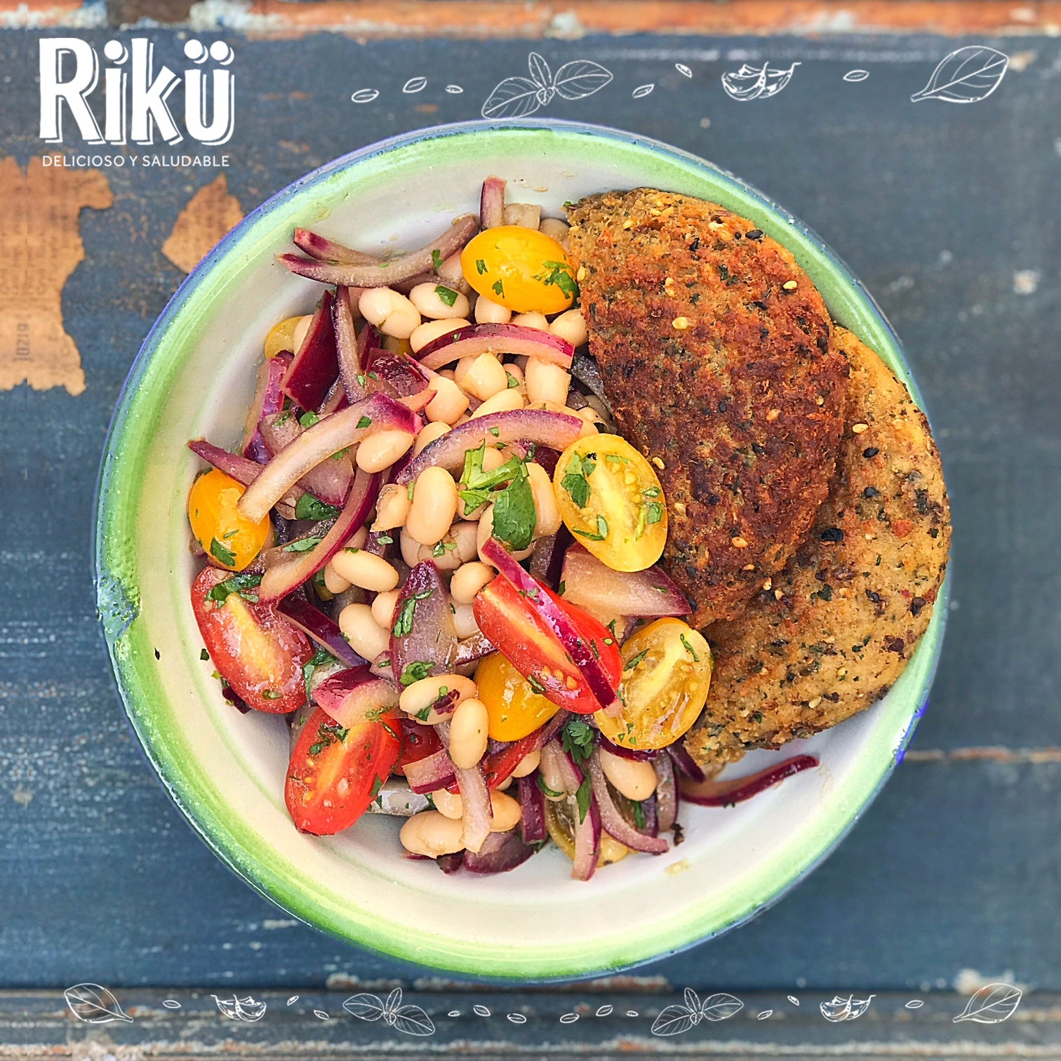 Hamburguesas de Mix de Semillas con Ensalada de Porotos